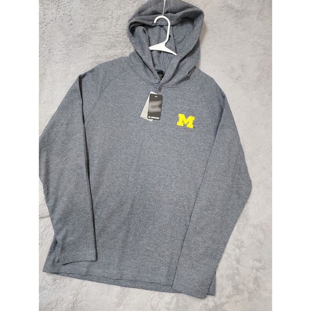 NEW Michigan Wolverines Hoodie Mens Large Colesseum Waffle Knit Hoodie Blue NWT